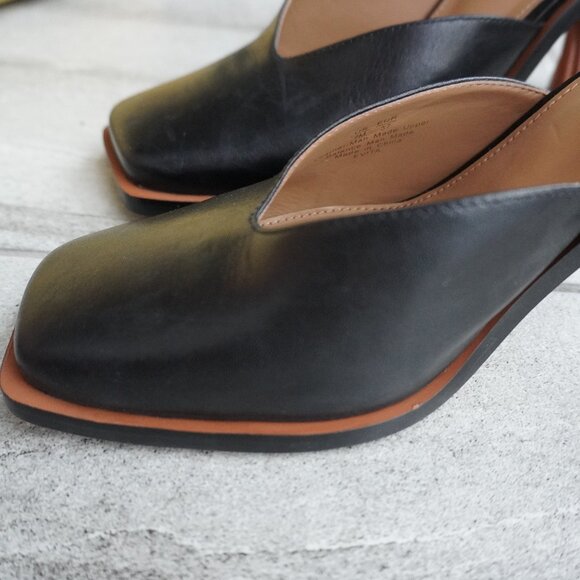 Black Square-Toe Slingback Heels – Size 7 - Picture 5 of 11